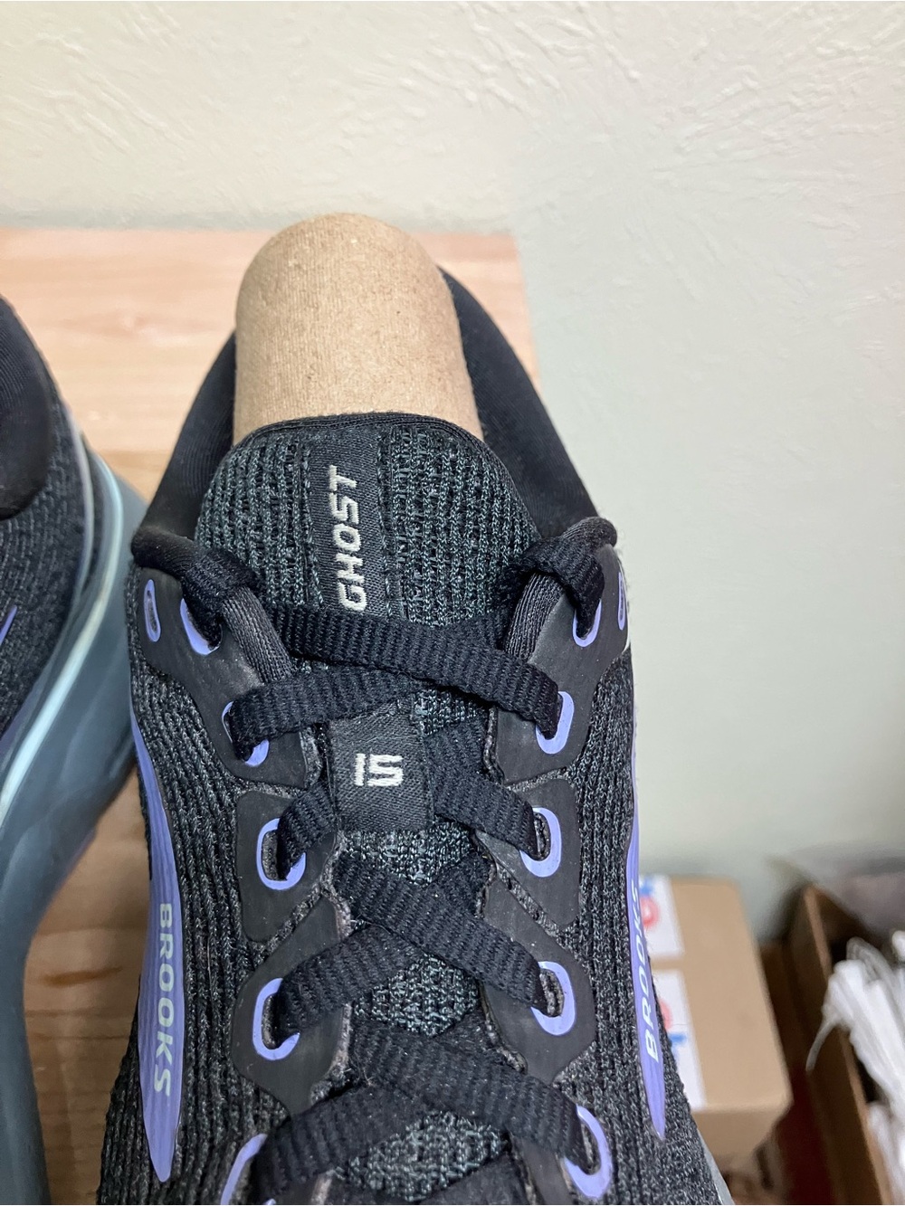 Brooks Ghost 15 Women’s Sneakers - Black with Lavender Accents - Picture 2 of 10